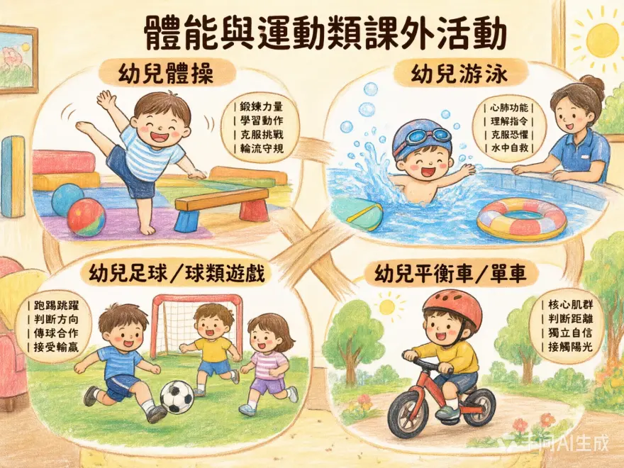 幼兒體操、游泳、足球、平衡車運動課外活動對兒童成長好處插圖